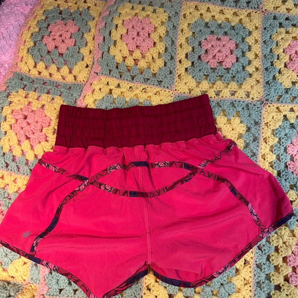 Lululemon Athletica Pink Athletic Shorts with Ruffled Sides